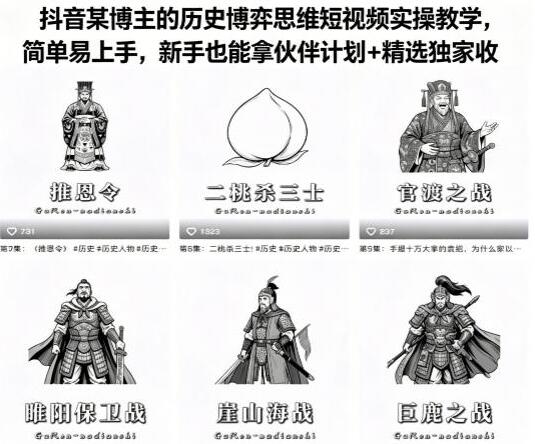 抖音某博主的历史博弈思维短视频实操教学