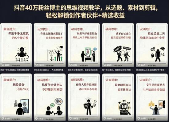 抖音40W粉丝博主的思维视频教学