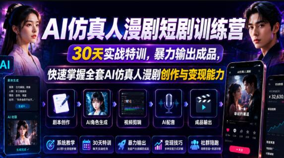 AI仿真人漫剧短剧训练营