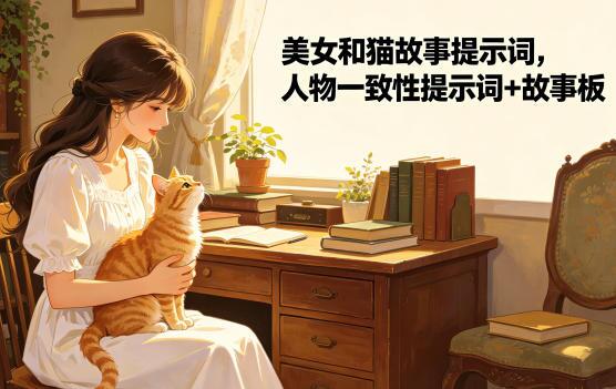 抖音很火的美女和猫故事提示词